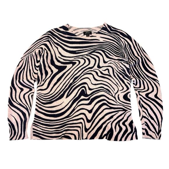 J. Crew Sweaters - J.Crew Cashmere Pullover Sweater Womens Size S Pink & Blue Zebra Knit Crew